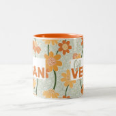 Geh vegan! Hübscher Retro-Mutation der Blume der 1 Zweifarbige Tasse (Mittel)
