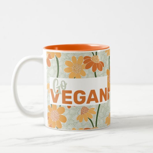 Geh vegan! Hübscher Retro-Mutation der Blume der 1 Zweifarbige Tasse (Links)
