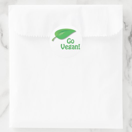 Geh Vegan! Runder Aufkleber (Tasche)