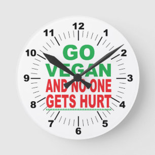 Geh Vegan und niemand wird verletzt Runde Wanduhr
