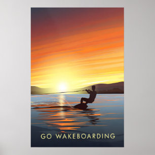 Geh Wakeboarden Reiseplakat Poster