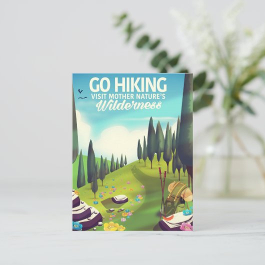 Geh wandern! postkarte (Stehend Vorderseite)
