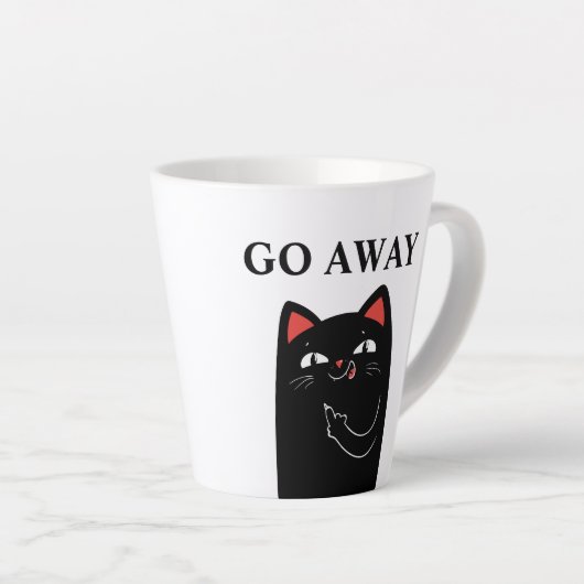 Geh weg Middle Finger Black Cat Funny Milchtasse (Rechte Ecke)