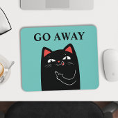 Geh weg Middle Finger Black Cat Funny Mousepad