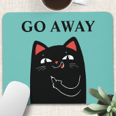 Geh weg Middle Finger Black Cat Funny Mousepad