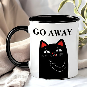 Geh weg Middle Finger Black Cat Funny Tasse