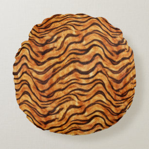 Geh wild gestreifter Tiger Orange Dunkelbraun Rundes Kissen