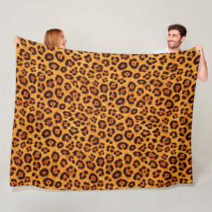 Geh wild Leoparden-Druck Gold Orange Bernstein Fel Fleecedecke