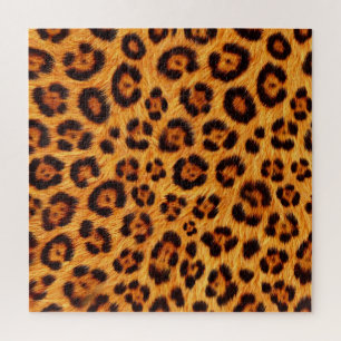 Geh wild Leoparden-Druck Gold Orange Bernstein Fel Puzzle
