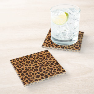 Geh wild Leopardendruck Gold Beige Orange Fell-Loo Glasuntersetzer