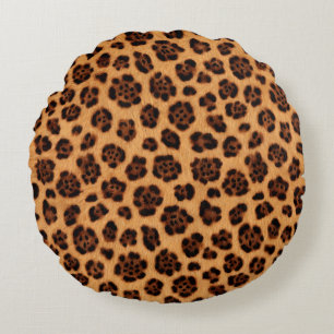 Geh wild Leopardendruck Gold Beige Orange Fell-Loo Rundes Kissen