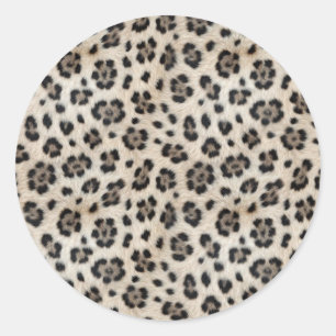 Geh wild Schneeleopard Warm Kunstfell-Look Runder Aufkleber