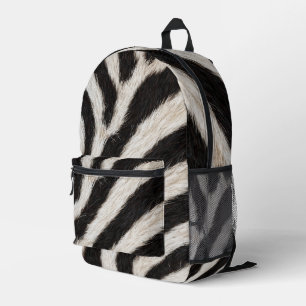 Geh wild Zebra Streifen Schwarz Weiß Faux Fell Opt Bedruckter Rucksack
