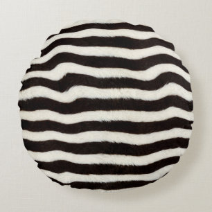 Geh wild Zebra Streifen Schwarz Weiß Faux Fell Opt Rundes Kissen