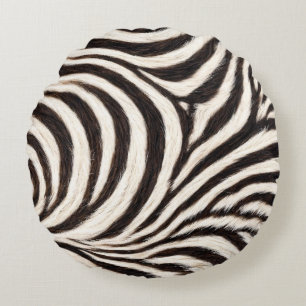 Geh wild Zebra Streifen Schwarz Weiß Faux Fell Opt Rundes Kissen