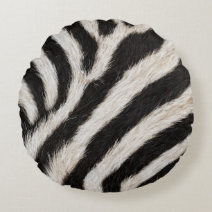 Geh wild Zebra Streifen Schwarz Weiß Faux Fell Opt Rundes Kissen