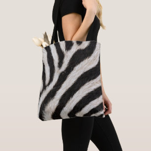 Geh wild Zebra Streifen Schwarz Weiß Faux Fell Opt Tasche
