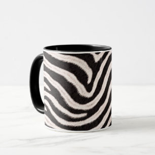Geh wild Zebra Streifen Schwarz Weiß Faux Fell Opt Tasse