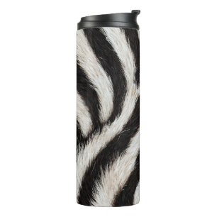 Geh wild Zebra Streifen Schwarz Weiß Faux Fell Opt Thermosbecher