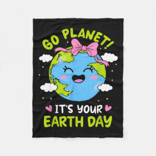 Geh zum Planeten Erde Tag rosa Coquette-Schleife K Fleecedecke