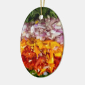 Gehackte Paprika, Koriander, Zwiebeln   Keramik Ornament (Links)