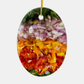 Gehackte Paprika, Koriander, Zwiebeln   Keramik Ornament (Vorne)