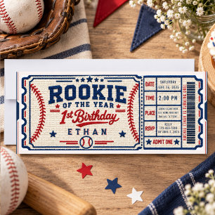 Gehäkelt Baseball-Ticket 1. Geburtstag Baby Junge Einladung