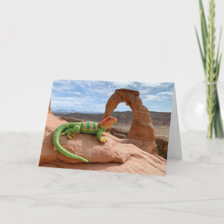 Gehäkelt besuchter Halsbandleguan Arches National Feiertagskarte
