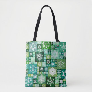 Gehäkelt Schneeflocken Grün Digital Patchwork Tasche