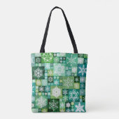 Gehäkelt Schneeflocken Grün Digital Patchwork Tasche (Rückseite)