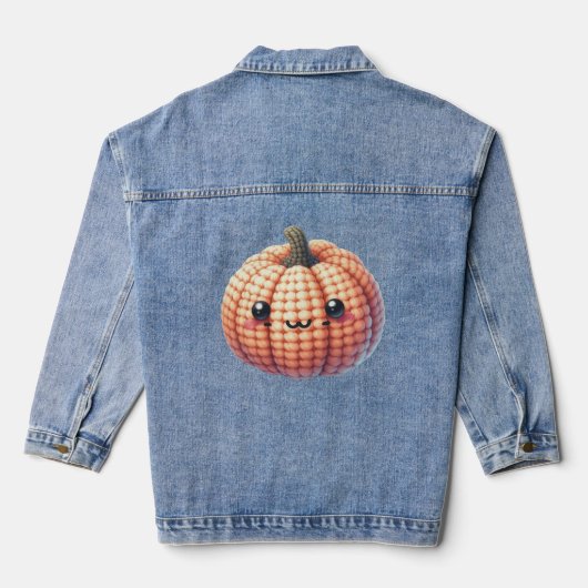 Gehäkelt Süßer Kürbis Jeansjacke (Rückseite)