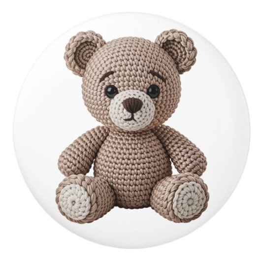 Gehäkelt Teddybär Keramikknauf (Vorderseite)