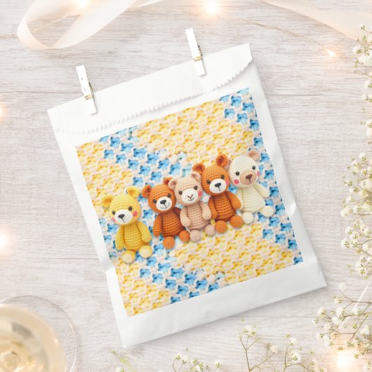 Gehäkelte Kuscheltiere Blau und Gelb Geschenktütchen (Ausgeschnitten)