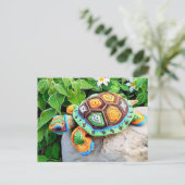Gehäkelte Schildkröte aus farbenfrohen Großmutter- Postkarte (Stehend Vorderseite)