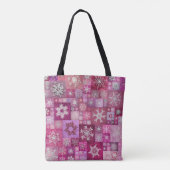 Gehäkelte Schneeflocken Rosa Digital Patchwork Tasche (Rückseite)