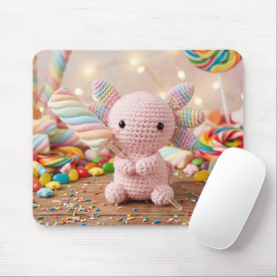 Gehäkeltel Rosa Axolotl Pastell Marshmallow Süßigk Mousepad