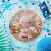 Gehäkeltel Rosa Axolotl Pastell Süßigkeiten Pappte Pappteller (Party)