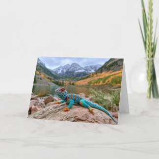 Gehäkelter Halsbandleguan besucht Maroon Bells Feiertagskarte