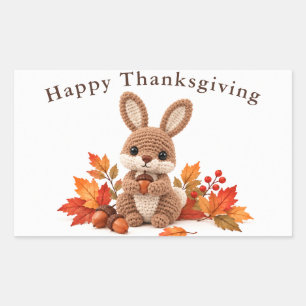 Gehäkelter Hase Happy Thanksgiving Rechteckiger Aufkleber
