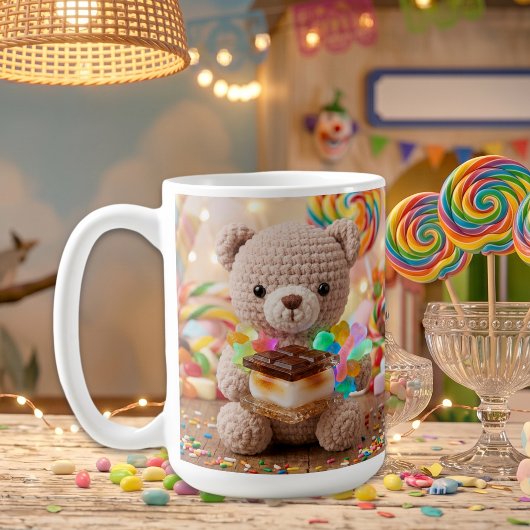 Gehäkelter Teddybär mit S'more personalisiert Kaffeetasse