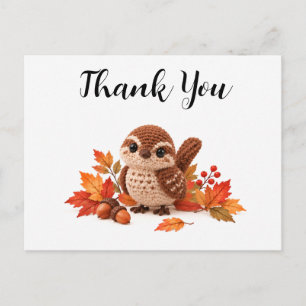 Gehäkelter Zaunkönig Herbst Dankeschön Postkarte