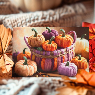 Gehäkeltes Herbstkürbis-Stillleben Postkarte