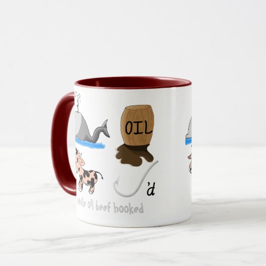 Gehakter Spaßslogan des Wal-Öls Rindfleisch Tasse (Vorderseite Links)