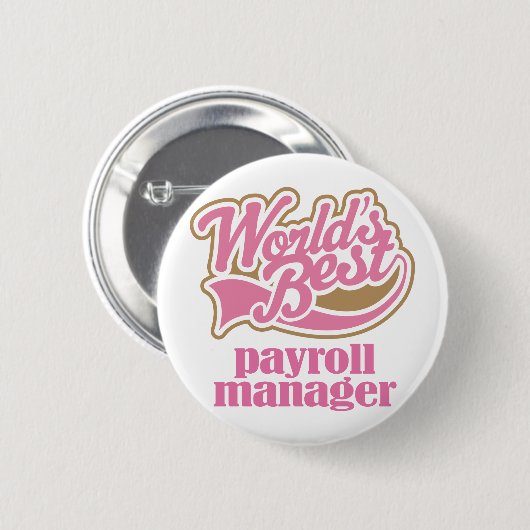 Gehaltsabrechnungsmanager-Rosa-Geschenk Button (Vorne & Hinten)