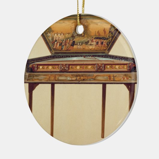 Gehämmerter Dulcimer in einer gemalten Schalldose, Keramik Ornament (Links)