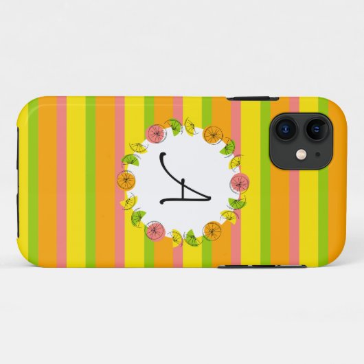 Gehäuse des Citrus Circle Stripe Classic Monogram Case-Mate iPhone Hülle (Rückseite (Horizontal))