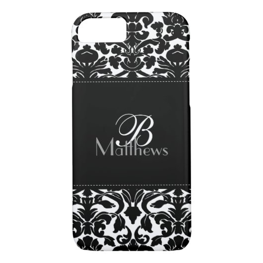 Gehäuse für Monogram Black und White Damask iPhone Case-Mate iPhone Hülle (Rückseite)