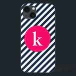 Gehäuse für Navy Stripes-Monogramm iPad Mini Case-Mate iPhone Hülle<br><div class="desc">Maßgeschneiderte Elektronik mit Navy und White Diagonal Streifen. Andere Farben sind verfügbar.</div>