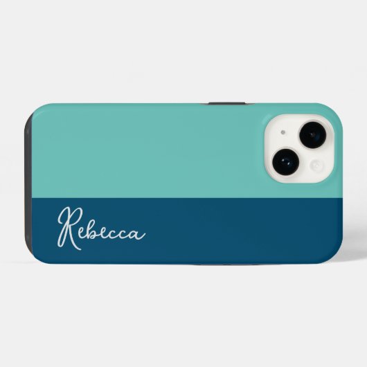 Gehäuse Minze und Blauer Farbblock iPhone Hülle (Rückseite (Horizontal))