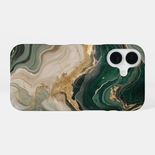 Gehäuse mit grünem Marmormuster iPhone 16 Hülle (Rückseite (Horizontal))